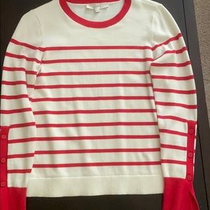 Loft Red and cream striped sweater